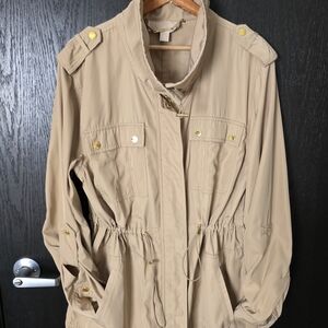 Michael Kors Beige Utility Anorak Jacket with Gold Hardware